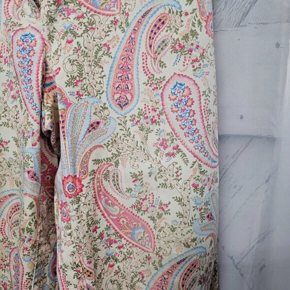 Vintage Talbots Pink Cream Paisley Boho Cropped Straight Leg Chino Pants Size - Picture 6 of 16